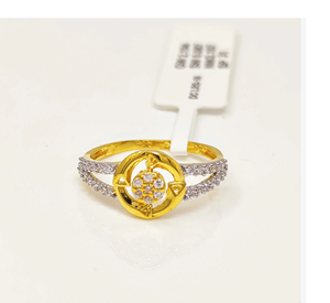 22K Solid Gold <b>Circle</b> <b>Ring</b> for Women Authentic 916 Yellow Gold Sunburst Cluster Cubic Zirconia Finger <b>Ring</b> Luxury Fine Jewelry - Product Image 1