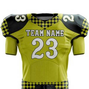 Ensemble de maillots de football américain personnalisés sublimés unisexe ajustés à manches courtes 100 % polyester motif à carreaux verts anti-humidité - Product Image 6