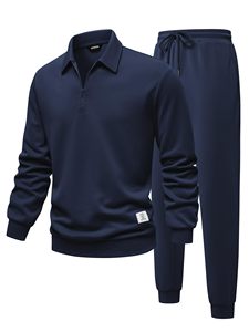 Suéter con Capucha y Cierre de Cremallera de un Cuarto para Hombre JMIERR, Azul Marino, Corte Regular, Tejido de Punto, Color Sólido, Ropa Casual de Invierno, 100% Algodón - Product Image 1