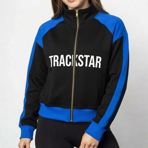 <b>Women's</b> <b>Navy</b> for Color Block TRACKSTAR <b>Zip</b>-<b>Up</b> Hooded Fleece Pullover Streetwear Sweatshirt Winter Wholesale - Product Image 3
