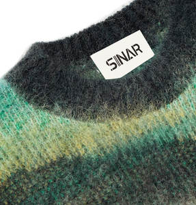 Custom LOGO Men 100% Cotton Fuzzy Jacquard Pattern Drop Shoulder <b>Pullover</b> <b>Jumper</b> Crew Neck Winter 260g Knitwear - Product Image 5