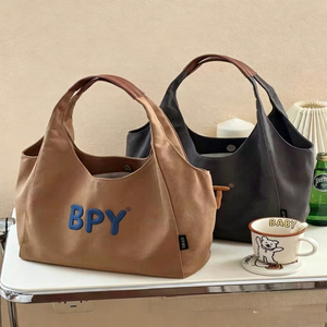 Bolsa de Hombro de Lona de Algodón con Logotipo Bordado Personalizable, Bolsa de Gran Capacidad, Versátil, para Estudiantes - Product Image 1