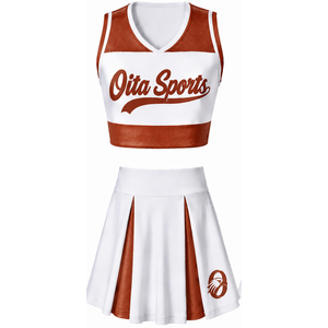 Ensemble d'uniforme de cheerleading sublimé blanc sans manches, haut et jupe pour équipe sportive, tenue de performance, entraînement et compétition - Product Image 1