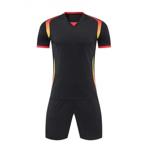 Custom Black Soccer Jersey Set Breathable Winter Polyester Quick Dry Shirt Shorts Unisex Teamwear OEM Bulk Wholesale Supplier - Product Image 3