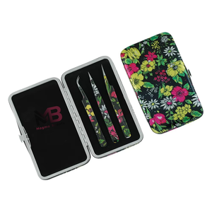 Ensemble de pinces à cils en acier inoxydable, best-seller, avec pointe courbée et droite, pinces à cils pour extensions, pinces à cils avec revêtement en papier - Product Image 2