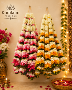 Premium Indian Handmade Fabric Artificial Flower Garlands Wedding Diwali Haldi Mehndi Festive Home <b>Decor</b> Wall Hanging Backdrop - Product Image 1
