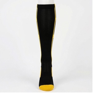 Black Yellow <b>Knee</b> <b>High</b> Soccer <b>Socks</b> Breathable Knitted for Adults Summer Sport Use - Product Image 1