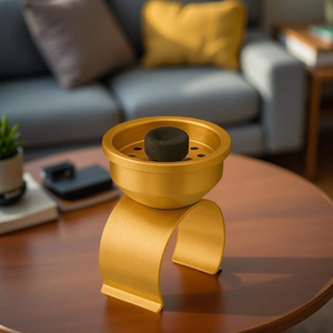 Meilleure Vente : Brûleur à Bakhoor Moderne en Métal Doré, Porte-Encens au Design Arabe pour Oud, Parfum d'Ambiance pour la Maison, Décoration Intérieure Moyen-Orient & Golfe - Product Image 3