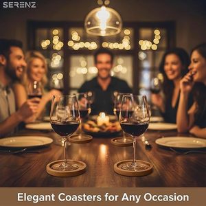 Sous-verres ronds en bois de 4 pouces, design moderne et durable, pour activités promotionnelles, sous-verres personnalisés, sous-verres de mariage. - Product Image 2