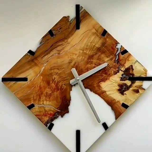 NEW DESIGN <b>WOODEN</b> EPOXY CLOCK RESIN WALL CLOCK <b>TRIANGLE</b> SHAPE CLOCK - Product Image 2