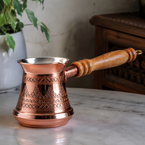 Handmade Pure Copper Turkish Coffee Pot Cezve Ibrik Wooden Handle <b>Arabic</b> Greek Espresso Coffee Maker Milk Warmer Butter Pot - Product Image 5