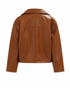 WARPRO INDUSTRY Unisex Brown PU Leather Motorcycle Jacket Stand Collar Asymmetric Zipper Cotton <b>Lined</b> Autumn Fashion <b>Coat</b> for - Product Image 4