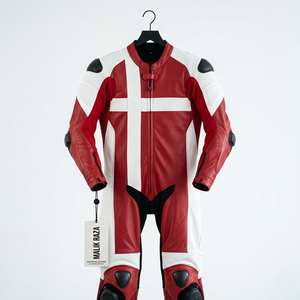 Combinaison de moto en cuir sur mesure, confectionnée à la main, tenue de motard pour la piste - Product Image 1