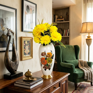 Vase à fleurs décoratif en métal avec motif imprimé, centre de table pour la maison, le salon, les mariages, les fêtes, la décoration d'hôtel, article cadeau - Product Image 2