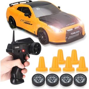 1/24 Scale 2.4GHz 4WD <b>RC</b> Drift Car Remote <b>Control</b> Sport Racing On-Road Vehicle LED Lights Style 6 Drift Tires Includes Batteries - Product Image 1