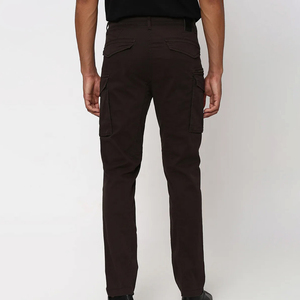 Pantalon cargo noir pour homme 100% coton toile coupe droite plusieurs poches décontracté automne taille élastique braguette boutonnée taille haute - Product Image 5