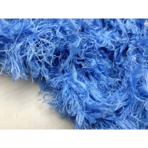 100% <b>Linen</b> <b>Yarn</b>-Azure Blue Frizz Ribbon Strip for Weaving Textile Art & Crafts - Product Image 1