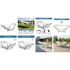 "550LBS Heavy Duty Freestanding <b>Hammock</b> with Stand Soft Pillow & Storage Bag Beige" - Product Image 3