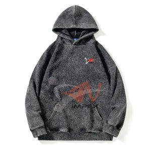 Sudadera con capucha vintage para hombre, 330 g/m², efecto desgastado por el sol, sin cordón, calidad E, gris lavado ácido, primavera-otoño 2026, venta al por mayor - Product Image 1