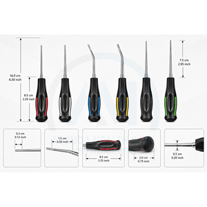 Al Mida Healthcare Ensemble d'élévateurs dentaires luxateurs de racines 6 pièces, manuel, manche noir, instruments chirurgicaux certifiés CE Classe I - Product Image 3