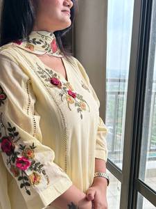 Designer Embroidery Patch Work Air <b>Tex</b> Chinon Top With Bottom And Dupatta Fully Stitched Ready To Wear Set - Product Image 4