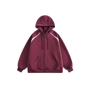 <b>Mens</b> Oversized Winter Embroidered Racing Stripe Zip up Hoodie Y2K Streetwear Heavyweight Cotton Fleece OEM Manufacturer - Product Image 1