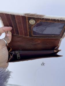 Nouveau concepteur de fourrure de vachette en cuir pochette sac à main pochette portefeuille brun Offre Spéciale cheveux sur cacher fourrure cuir portefeuille cadeau pour les femmes - Product Image 6