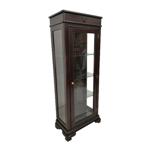 Armoire de présentation haute modulaire en bois massif d'acajou de style antique, écologique et faite à la main, facile à assembler pour le salon de la maison - Product Image 1