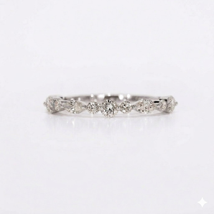 แหวนทอง 14K ประดับเพชรแท้ เพชรเพาะเลี้ยงในห้องปฏิบัติการ แหวนแบบซ้อนได้ ทองคำแท้ รูปทรงมาร์คีส์ แหวนแต่งงาน แหวนเรียงซ้อนแบบอินฟินิตี้ - Product Image 2