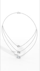 Collar de Diamantes Cultivados en Laboratorio con Corte Esmeralda y Pera de Triple Capa en Oro de 18K, Pieza de Lujo Graduada - Product Image 4