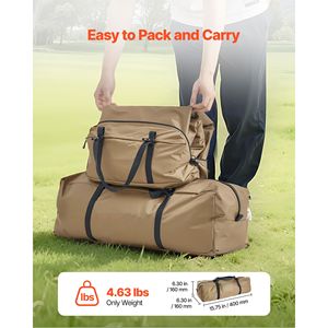 Tenda Tipi Invernale Portatile per 2 Persone con Apertura per Stufa, Impermeabile in Tela Leggera, Riparo 4 Stagioni per Campeggio - Product Image 6