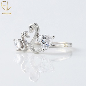 Anillo de compromiso de diamantes Toi Et Moi, corte pera y corazón, diamante moissanita, símbolo de amor, delicado cisne, regalo de aniversario - Product Image 3