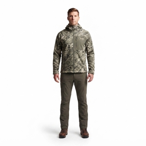 Custom Adults <b>Mens</b> Subalpine Macro-Disruption <b>Camo</b> Hunting Softshell <b>Jacket</b> Windproof DWR 280GSM Fleece Lined Zipper Closure - Product Image 1