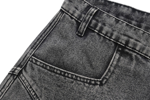 SHY SPORTS Nouvelle Tendance Shorts Homme Personnalisables Jean Denim Bleu Délavé Style Garçon Couture Ondulée Effet Sablé Coupe Ample - Product Image 2