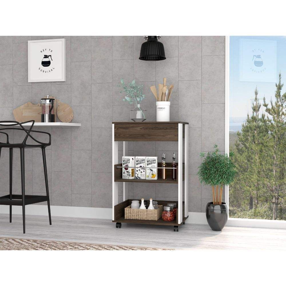 White / Dark Walnut Color