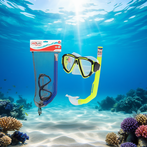 Maschera e boccaglio Aqua Sport per bambini, antiappannamento, attrezzatura subacquea estiva, 8-13 anni, con borsa in rete - Product Image 3