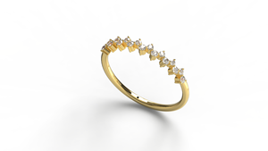 Elegant 18K Gold Staggered Round Diamond Ring Scattered Cluster Wedding Band Stackable Minimalist Bridal Ring Fine Jewelry Women - Product Image 2