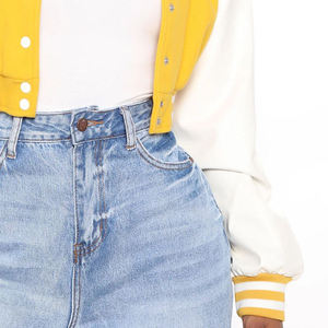 Women's Custom Breathable Embroidery Varsity <b>Jacket</b> Winter Cropped Genuine Leather <b>Long</b> Sleeves - Product Image 6