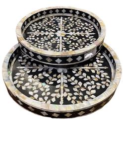 Opulent Horizon Bandeja hecha a mano con incrustaciones de fregona y hueso Bandeja de lujo a medida para comedor, cocina, hoteles y presentaciones de Ramadán/Eid - Product Image 4