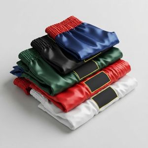 Pantalones Cortos de Boxeo Azules para Hombre, Cintura Roja, Transpirables, para Artes Marciales, Muay Thai, Entrenamiento - Product Image 5