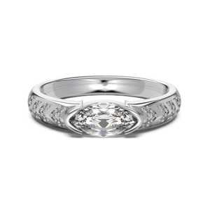 แหวนหมั้นเพชรทรงมาร์คีส์เพาะเลี้ยงในห้องปฏิบัติการ ทองคำแท้ 14K รับรองโดย IGI ดีไซน์เรียบหรู ของขวัญสำหรับวันครบรอบแต่งงาน - Product Image 1