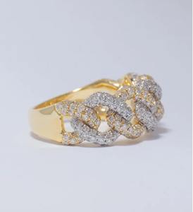 Cuban Link Brilliant Cut Diamond Bezel Set Iced Sterling <b>Silver</b> Gold <b>Silver</b> Two Tone Hip Hop <b>Statement</b> <b>Ring</b> Unisex Luxury - Product Image 2