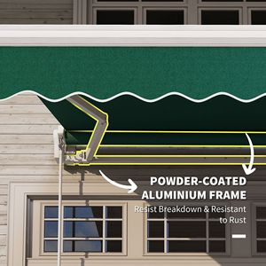 Tenda da Sole Retrattile Manuale Verde 8x7 per Esterni, con Manovella, Pieghevole ed Estensibile per Terrazze, Balconi e Coperture per Finestre - Product Image 6