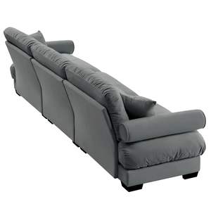 Modern 3-<b>Seat</b> Extra Large Velvet <b>Sofa</b> Oversize Cloud-Style with Comfortable <b>Seat</b> Back <b>Support</b> Waist Pillows Grey for Living Room - Product Image 6