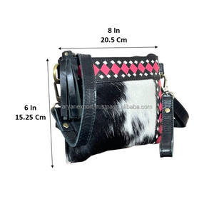 Sac bandoulière en cuir de vachette artisanal Western 2026, motif à carreaux, mini sac à bandoulière tendance avec dragonne pour femme - Product Image 2