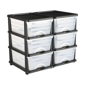Set di 2 Cassettiere in Plastica con 6 Cassetti, Organizzatore per Armadio e Cassettiera, Divisori e Carrello - Product Image 2