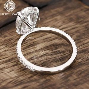 Bague de fiançailles classique en argent Charm Jewells avec moissanite taille coussin, sertie à griffes, certifiée IGI, design floral vintage - Product Image 3