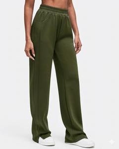 High Waist Purple Fleece Jogger Pants Full Length With Pockets Soft Knitted Fabric All Seasons Women's Pants - Product Image 5