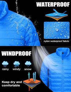 Men's Lightweight <b>Packable</b> Down Coat Waterproof Winter Hooded <b>Jacket</b> with 100% Down Filling Casual Storage Pouch - Product Image 4