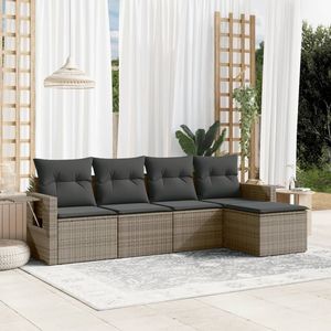 Ensemble de canapés de jardin en rotin moderne 4 places, mobilier d'extérieur résistant aux intempéries, design contemporain gris - Product Image 3